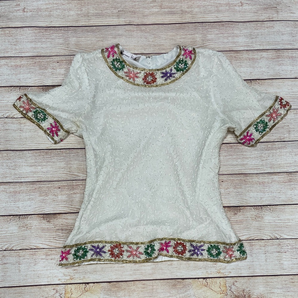 Laurence Kazar Beaded Blouse